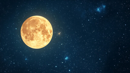Fototapeta premium A starry night sky filled with twinkling stars, a soft glowing moon, and a peaceful, dark horizon