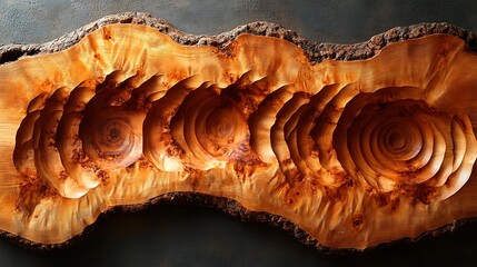 Obraz premium mesmerizing wood carving with swirling, undulating patterns. The rich, warm tones of the wood create a sense of depth and texture