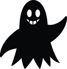 Ghost Flat Design Halloween Icon with with background 