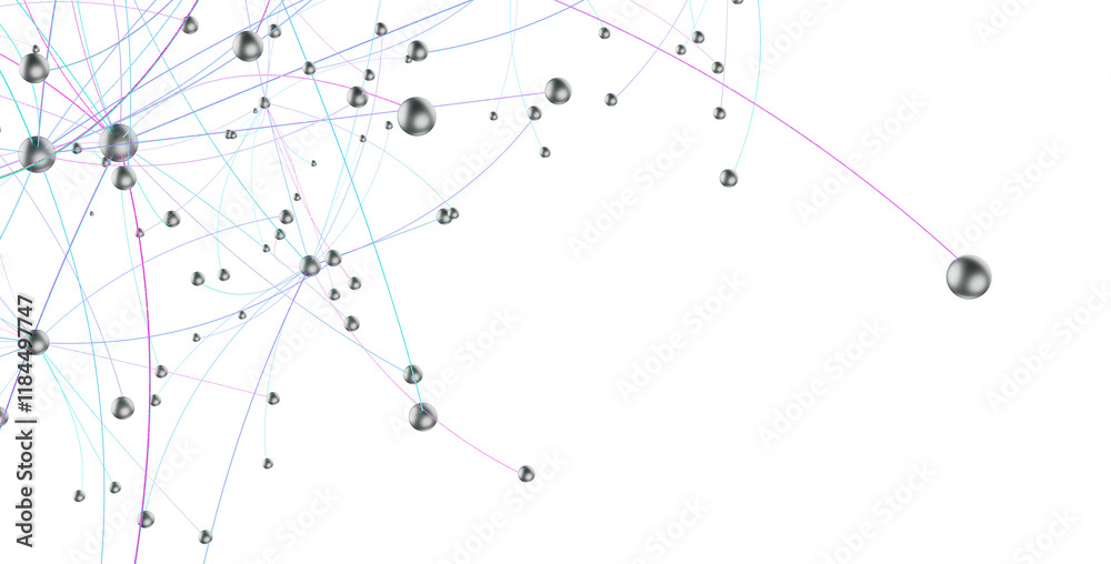 Poster gene lines and nodes, biological gene structure, 3d rendering.