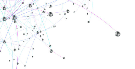 Gene lines and nodes, biological gene structure, 3d rendering.