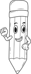 cute happy pencil cartoon hand drawn