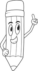 cute happy pencil cartoon hand drawn