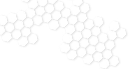Abstract white hexagon concept background.Abstract white vector wallpaper with hexagon grid,honeycomb white background. light and shadow. Vector.glowing hexagon paper texture and futuristic business,