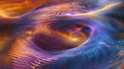 Visualization of quantum field technology with pulsating grids and flowing energy streams