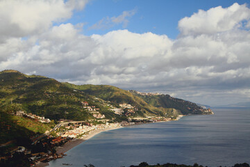 Coast on Taormina-Mazzeo section. Messina, Sicily, Italy