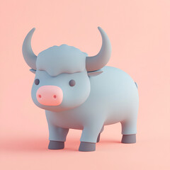 Fototapeta premium Buffalo clay cute illustration