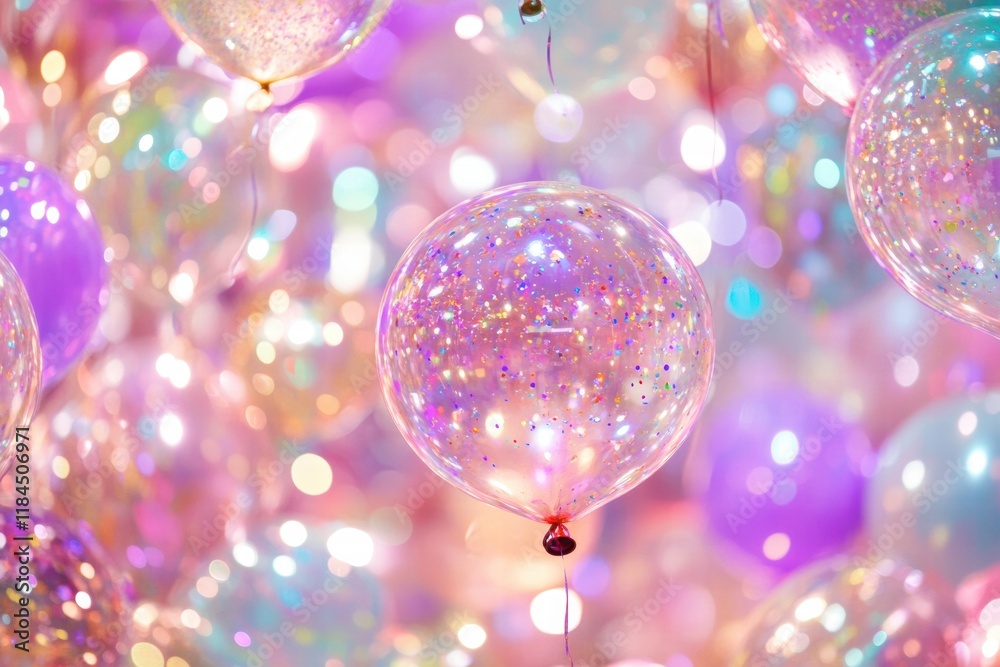 Aufkleber colorful balloons and vibrant lights create a joyful atmosphere for celebrations and festive gatheri