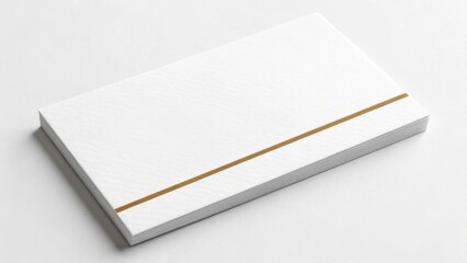 A minimalist white notepad with a subtle gold stripe, perfect for notes, sketches, or professional use.