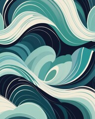 Swirling ocean waves dance in an abstract composition inspired by the beauty of nature and fluidity of water