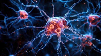 Obraz premium Closeup Visualization of Neural Activity and Brain Function Connections