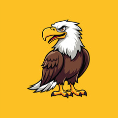 Eagle head vector illustration on a yellow background. Eagle head mascot