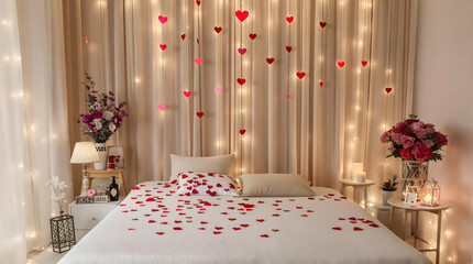 The table is set for a Valentine's Day celebration