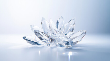 Shimmering crystal flower arrangement on soft blue background