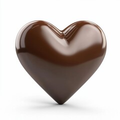A glossy, chocolate heart shape symbolizes love and indulgence, perfect for gifts or desserts.