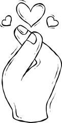hand drawn love gesture hand valentine cartoon