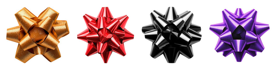 Colorful collection of shiny gift bows for every occasion, gift bows bundle png image