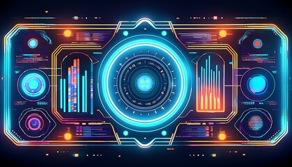 Futuristic HUD Interface: Neon Glow 