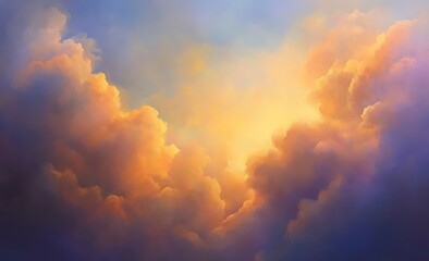 Golden Sunset Cloudscape: A Serene and Peaceful Sky