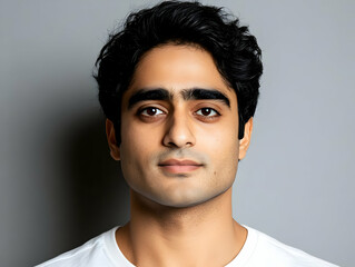 Obraz premium Young Man Portrait Photo, Neutral Background