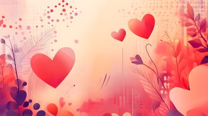 Romantic gradient background with subtle warm toned floral patterns modern abstract designs and decorative heart symbols perfect for Valentine s Day designs and romantic holiday projects