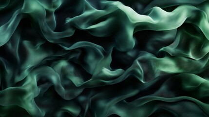 Fototapeta premium Flowing green fabric creates a mesmerizing texture in an abstract composition, emphasizing movement