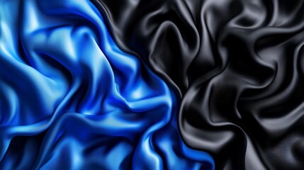 Obraz premium Rich textures of blue and black fabric create an elegant contrast in a detailed arrangement