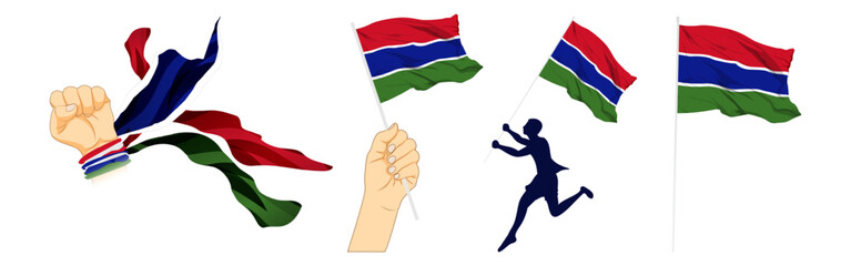 Vector illustration of Gambia flag composition on transparent background