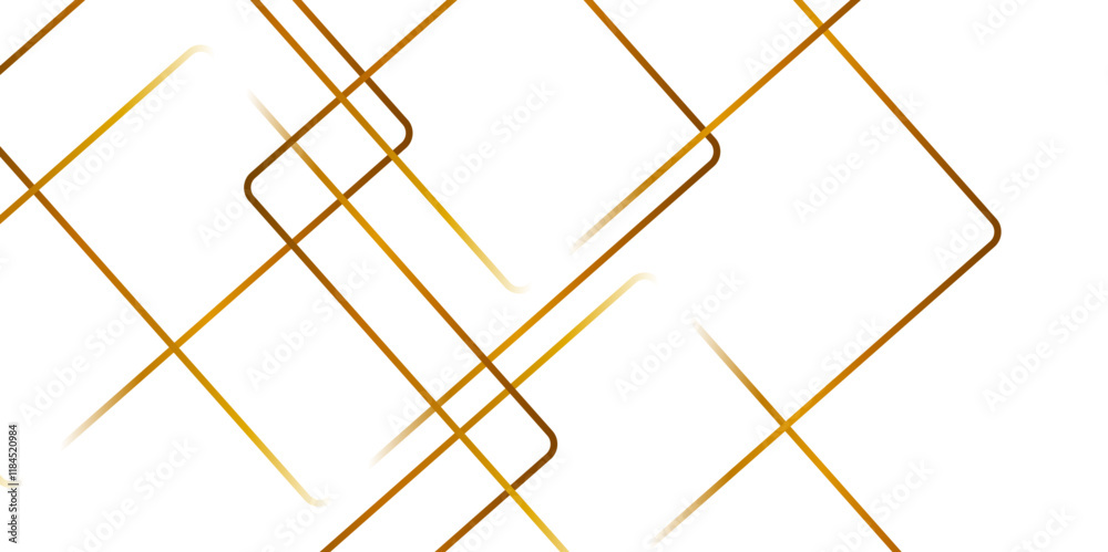 Wall mural modern minimal golden square shape background with stoke. abstract futuristic architecture concept w