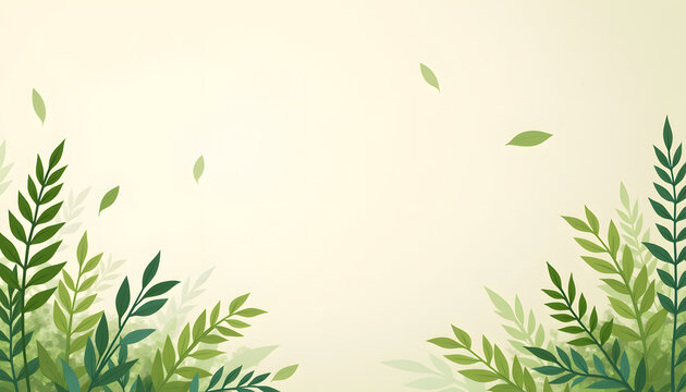 Fototapeta Vector background with plant motifs and paper texture, perfect for eco-friendly projects.