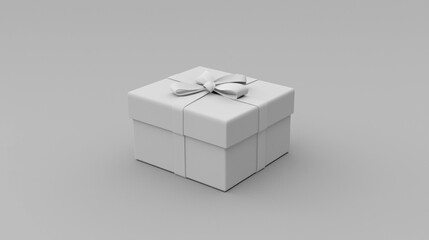 Obraz premium Elegant white gift box with a delicate ribbon on a neutral background for various occasions