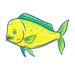 dorado mahi mahi vector icon, fish vector illustration - simple illustration of dorado mahi mahi perfect for logos, and fish - themed designs.