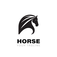 Minimalist Horse Logo Vector Design on White Background