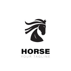 Simple Horse Logo Vector Design on White Background