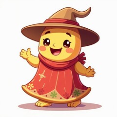 Cute Witch Character Design, isolated background