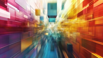 Abstract Cube Tunnel: Vibrant Colors and Dynamic Motion