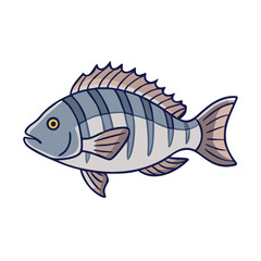 sheepshead vector icon, fish vector illustration - simple illustration of sheepshead perfect for logos, and fish - themed designs.