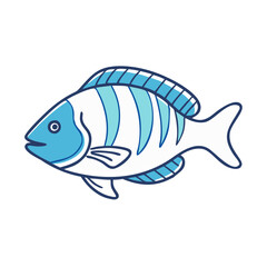 Obraz premium sheepshead vector icon, fish vector illustration - simple illustration of sheepshead perfect for logos, and fish - themed designs.