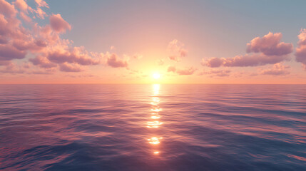 Fototapeta premium A breathtaking sunset with vibrant colors, casting a golden glow over the tranquil ocean horizon, creating a peaceful atmosphere