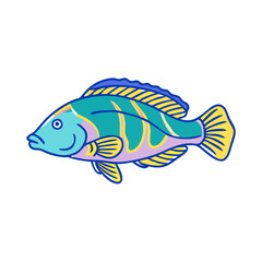 wrasse vector icon, fish vector illustration - simple illustration of wrasse perfect for logos, and fish - themed designs.