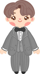 stylish groom wearing tuxedo illustration