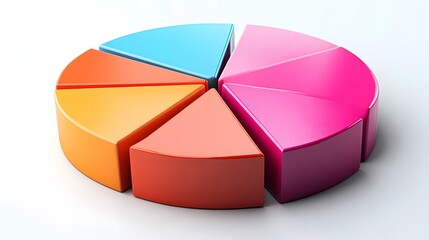 Obraz premium Pie chart illustration with bright segments and percentages for data visualization on a clean white backdrop