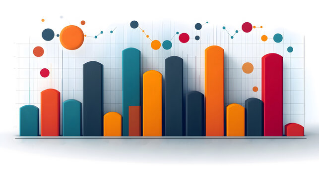 Minimalist grid-style graph layout with color-coded bars and numeric labels on a white backdrop