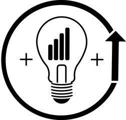 Light Bulb with Growth Chart in black