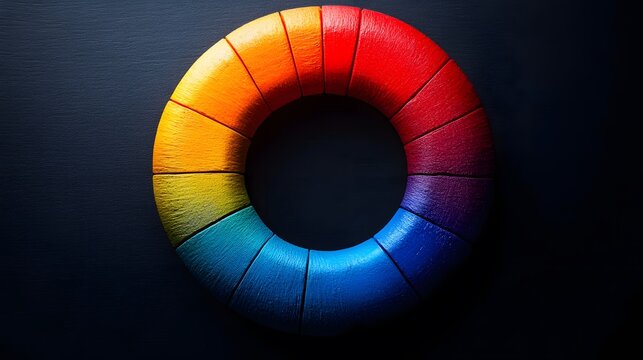 Colorful donut chart with labeled sections and gradients on a sleek white background