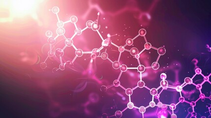 Abstract background of science and innovation technology featuring molecular structures and chemical engineering elements.