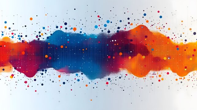 Abstract vector representation of big data, incorporating charts and dots on a white background