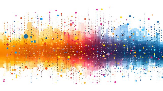 Abstract vector representation of big data, incorporating charts and dots on a white background