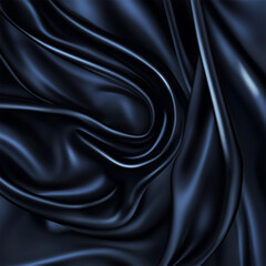 Fototapeta premium Dark navy silk satin with smooth, soft folds and a gradient of rich blues. An elegant and luxurious fabric texture, perfect for sophisticated design.