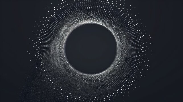 
Array with dynamic particles of small particles in circle. Modern science and technology element. Abstract dotted background. Vector illustration 